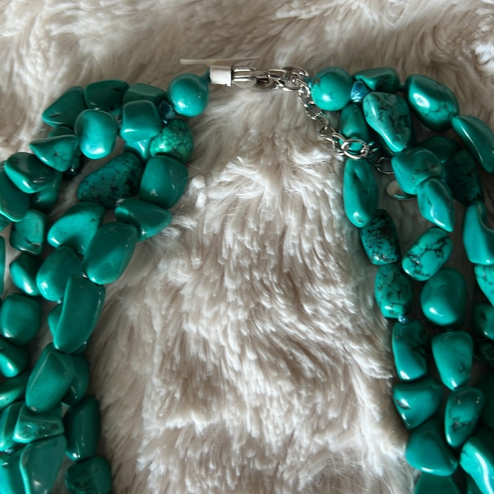 Turquoise Three String Necklace - Picture 2 of 3
